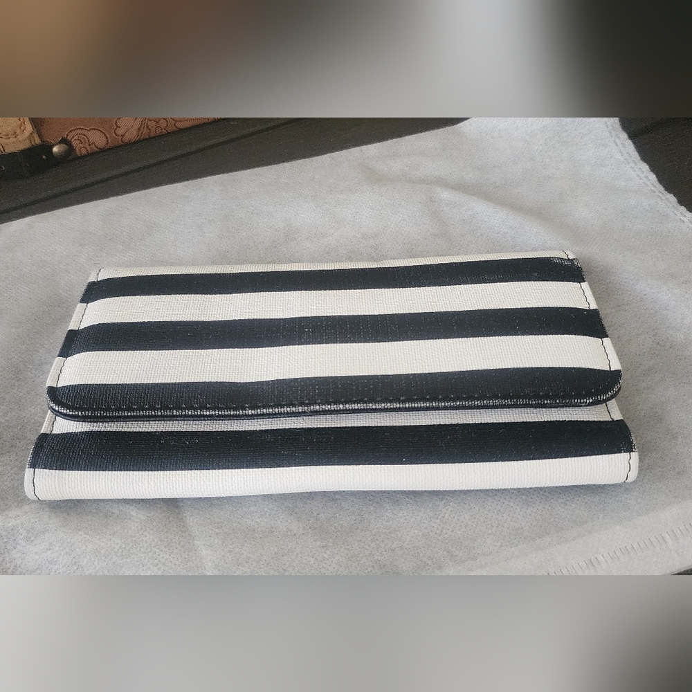 Kut From The Kloth Black and White Striped Wallet